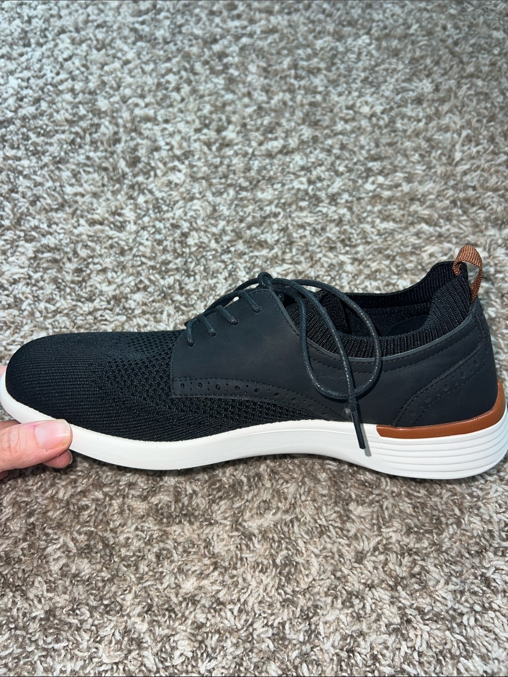 NWOT! Coostar Black Knit Lace-Up Sneakers with Brown Accents sz 8 - Picture 6 of 12